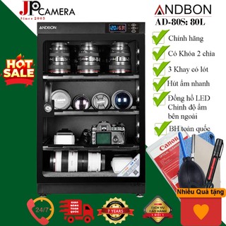 Tủ chống ẩm Andbon AD-80S (dung tích 80 lít )-Taiwan . Tặng 01 bộ vệ sinh máy ảnh 8 in 1