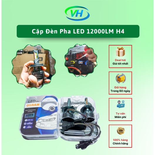 Cặp Đèn Pha LED 12000LM H4 6000K 8000K 110W Chất LượngCao Cho oto Xe Máy