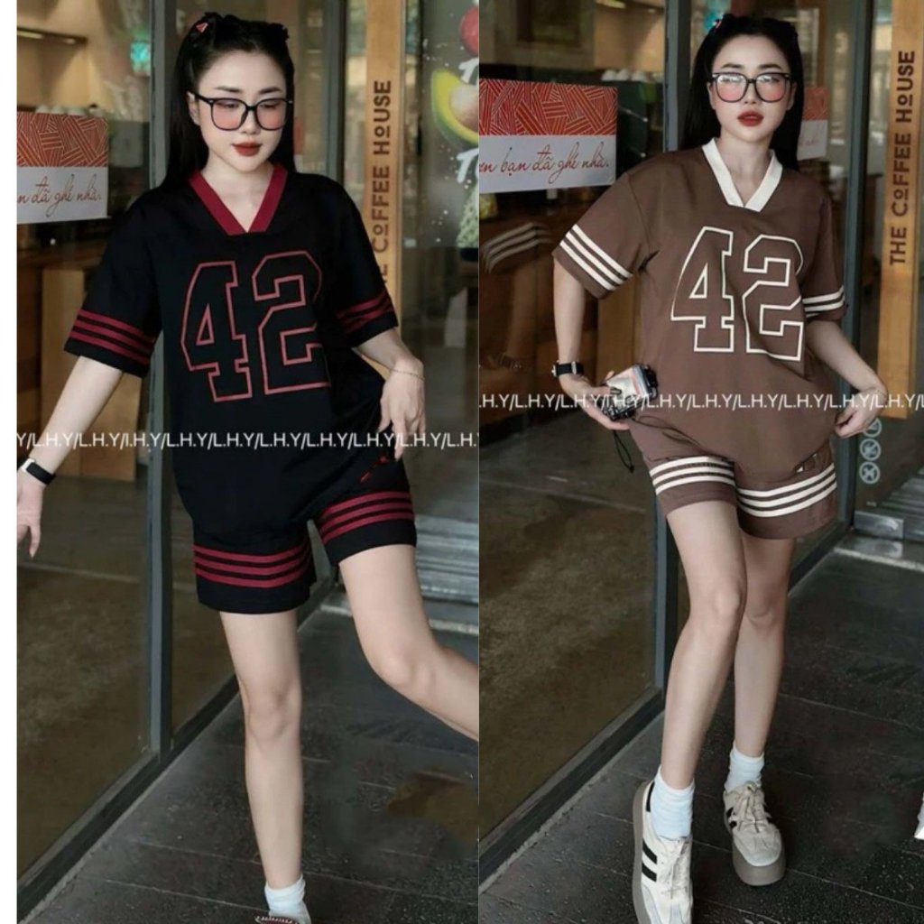 Set đồ bộ nữ mặc nhà mùa hè thể thao bộ quần áo nữ bigsize phom rộng 40-75kg in 42 | BigBuy360 - bigbuy360.vn