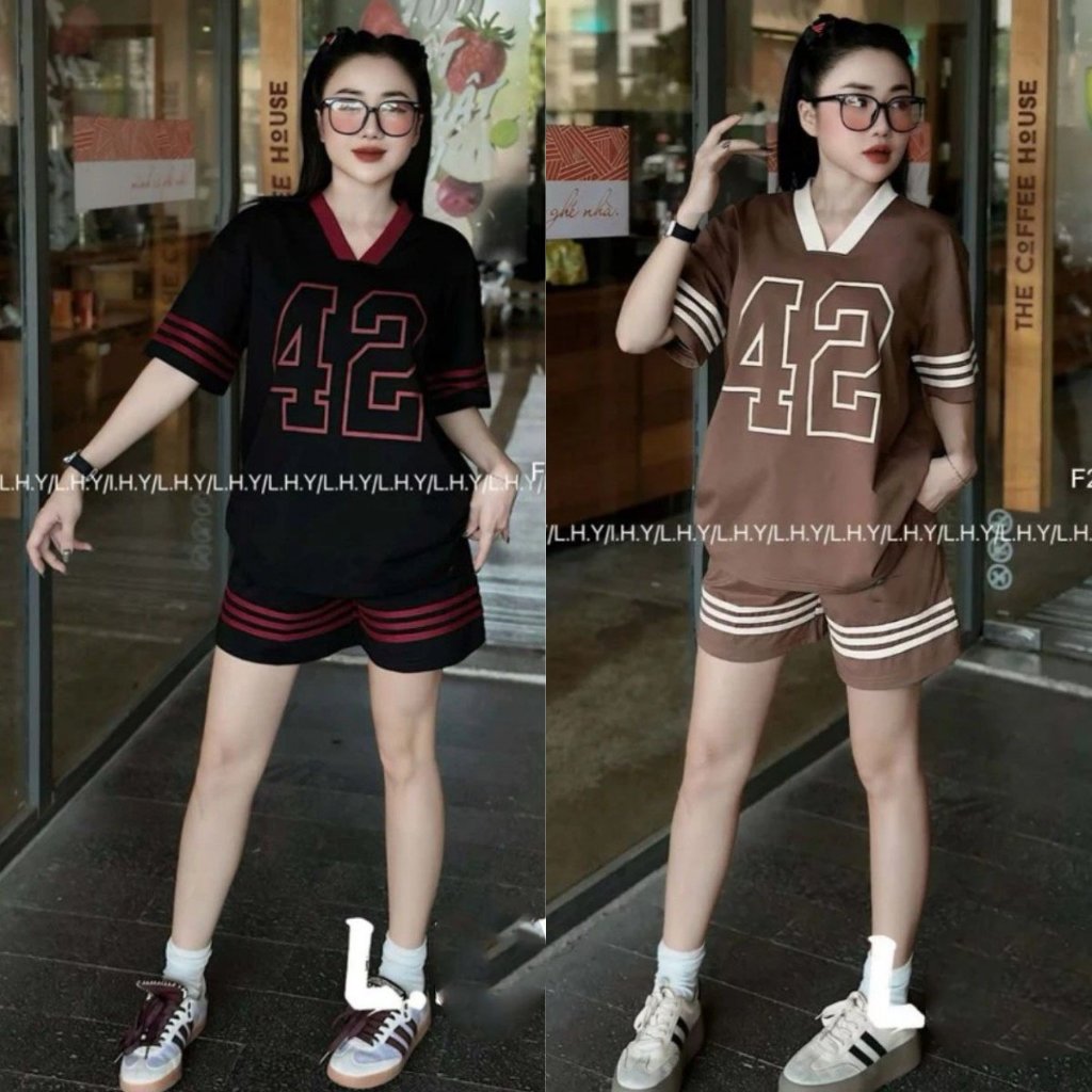 Set đồ bộ nữ mặc nhà mùa hè thể thao bộ quần áo nữ bigsize phom rộng 40-75kg in 42 | BigBuy360 - bigbuy360.vn