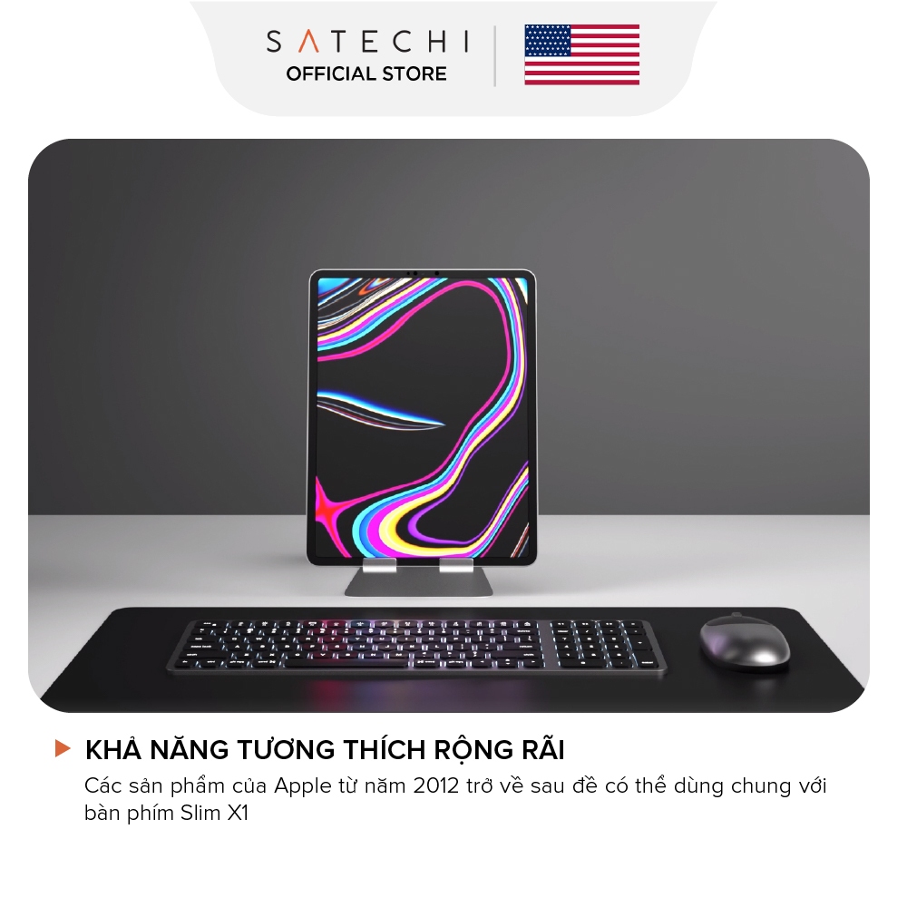 [THƯƠNG HIỆU MỸ] SATECHI Bàn phím bluetooth Slim X1 / X2 / X3 có đèn nền pin 2 tháng, dùng cho window, ios | BigBuy360 - bigbuy360.vn