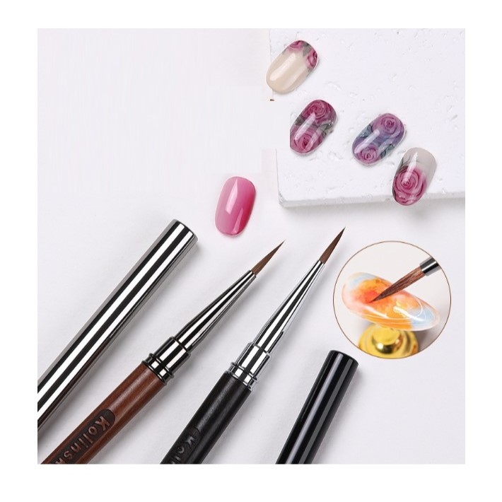 cọ Tô tròn cán gỗ Lông Chồn Cao cấp chuyên vẽ Gel, Màu Nước, Tán vân đá