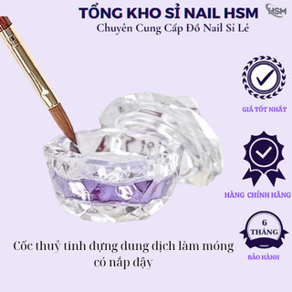 Cốc thuỷ tinh đựng dung dịch làm móng có nắp đậy - Phụ kiện đồ nail