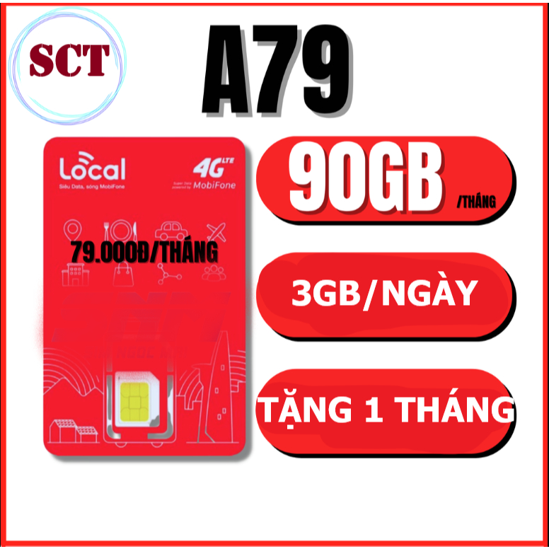[ MAX BĂNG THÔNG ] Tặng 1 Tháng - Sim 4G Siêu Data A69 A79 Local Mobi Truy Cập Mạng Nghe Gọi Thả ga