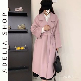 「adelia」áo dạ ép lông cừu dáng dài chất dạ ép cashmere hàng đẹp loại 1 thiết kế tay nối kèm thắt đai gọn dáng td351