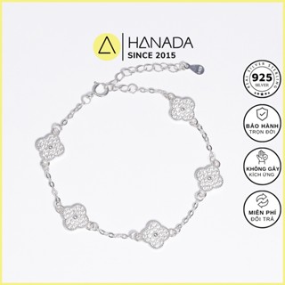 Lắc Tay BẠC 925 Cỏ Bốn Lá Đính Full Đá Tấm Sang Trọng Vòng Tay Lấp Lánh HANADA 1739 K15