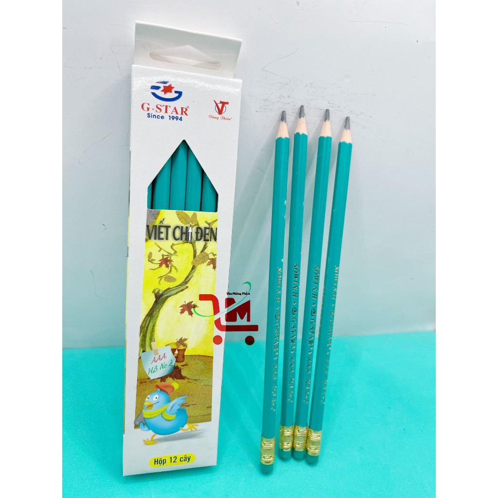 Hộp 12 Cây Viết Chì Đen Vỏ Nhựa AAA-2B GSTAR / Bút Chì Chuốt Đen Vỏ Nhựa Có Gôm GSTAR, Vỏ Bút Chì Mà