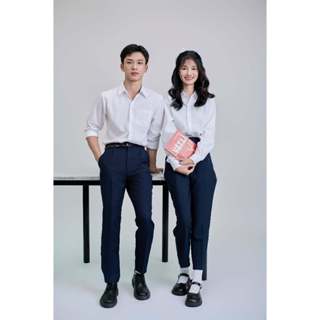 Quần tây nam/nữ đi học FMF cúc dọc cài lưng cao dáng quần baggy vải nam/nữ học sinh cấp 3 nhẹ đi học