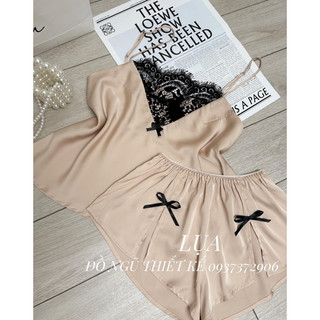 Set đùi lụa phối ren quần xẻ - noiylua