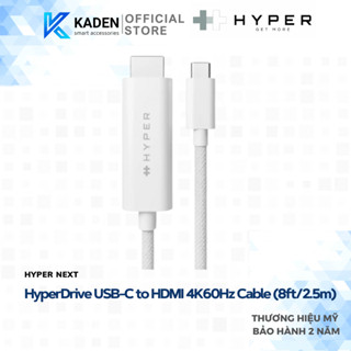  Cáp Hyperdrive Usb-C Sang Hdmi 4K60Hz  8Ft 2,5M  – HD6007WHGL-Hàng Chính Hãng 