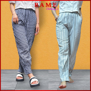 Quần kẻ caro quần sọc caro nữ dáng baggy bo gấu rame clothing