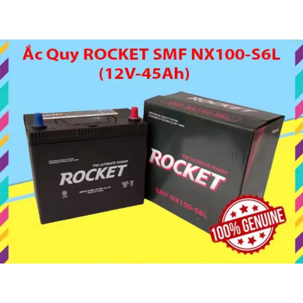 BÌnh Ắc Quy 12V-45Ah, Ắc Quy ROCKET SMF NX100-S6L/LS