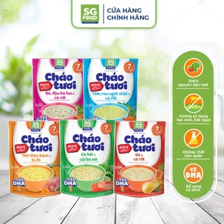 Lốc 53 Combo 5 Gói Cháo Tươi Baby Sài Gòn Food 240g Vị Gà, Thịt Bằm, Bò, Tôm, Cá Hồi
