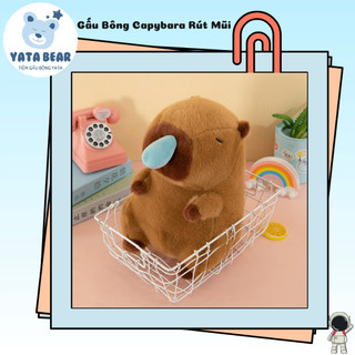 Gấu Bông Capybara Chảy Nước Mũi Lông Mềm Mịn Bông Cao Cấp (YATA BEAR)-Mũi Rút Được