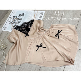 Set Đùi Lụa Phối Ren Quần Xẻ - NOIYLUA