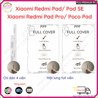 Dán PPF mặt lưng full viền Xiaomi Poco Pad/ Redmi Pad Pro/ Redmi Pad/ Redmi Pad SE loại trong, loại nhám chống trầy