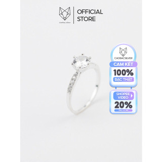 Nhẫn Bạc Ta CaoBac Silver Nữ Đính Đá Sáng Lấp Lánh Sáu Chấu Cạnh Đá