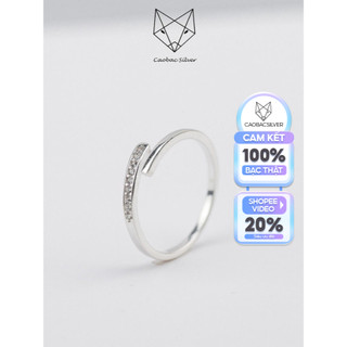 Nhẫn Bạc Ta Nữ CaoBac Silver Mảnh Đơn Giản Basic Dễ Đeo Thiết Kế Đính Đá Dáng Hở Lấp Lánh Sang Trọng Dễ Phối Đồ
