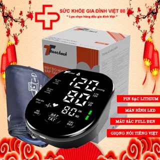 Máy đo huyết áp bắp tay Titancheck B01A full đen bảo hành 3 năm, Màn hình led, pin sạc Lithium, Giọng nói tiếng Việt