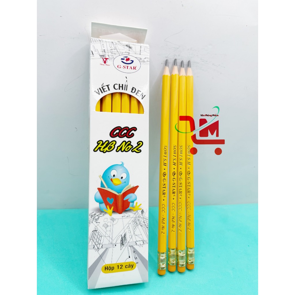 Hộp 12 Cây Viết Chì Đen Vỏ Nhựa CCC-HB GSTAR / Bút Chì Chuốt Đen Vỏ Nhựa Có Gôm GSTAR, Vỏ Viết Màu X