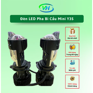 Đèn LED Pha Bi Cầu Mini Y3S Chân H4 3 Chế Độ Sáng , Trợ Pha Laser Lắp Đặt Cho Ô Tô Xe Máy
