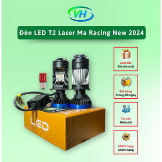 Đèn LED T2 Laser Ma Racing New 2024 45-80W Lắp Cho Các Dòng ÔTô Xe Máy Dùng Chân H4