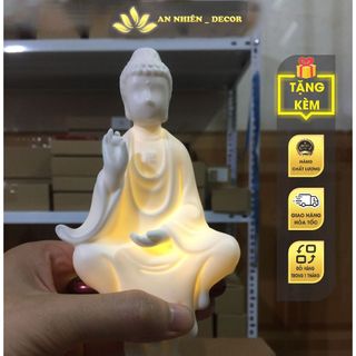 Tượng Phật Gốm A Di Đà Ban Phước - Chất liệu Gốm Sứ Tử Sa Màu Cát Trắng