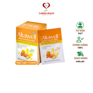 Khăn y tế gừng nghệ Altawell - Làm sạch & giữ ẩm cho mẹ sau sinh - Hộp 30 khăn