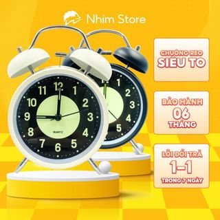 Đồng hồ báo thức dạ quang kim trôi đường kính 10cm , Đồng hồ báo thức kim trôi có đèn nền NST12
