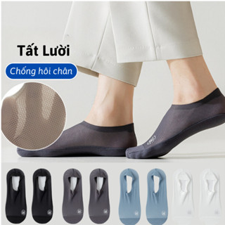 Tất lười nam, Tất vớ nam dạng lưới có gót sliicon chống tụt thoáng khí chống hôi chân, Thời trang