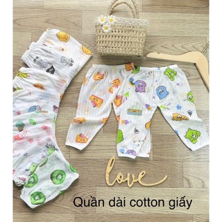 Com bo 10 quần dài cotton giấy cho bé trai bé gái 5-13kg