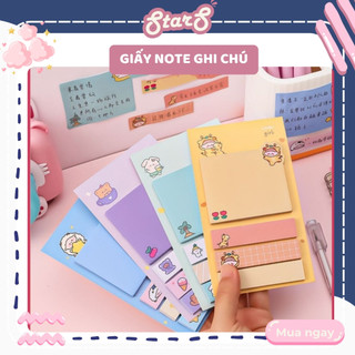 Set giấy ghi chú 4 cọc nhiều cỡ - Bộ 80 tờ giấy note đánh dấu dán