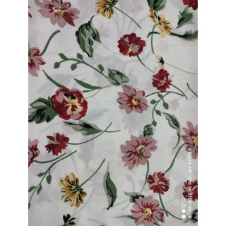 [HCM]2m Vải lụa lạnh hoạ tiết hoa lá rơi (1) - lụa Mango chính phẩm