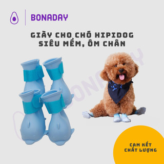 GIÀY CHO CHÓ HIPIDOG, BONADAY PETS, bộ 4 chiếc giày cao su mềm, chống nước, bảo vệ chân khỏi bụi bẩn, giày cho thú cưng