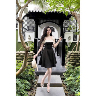 Đầm thiết kế vải cotton lạnh min đính nơ vai hàng đủ size mẫu mới hotrend năm nay