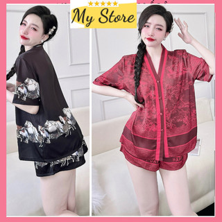 Đồ bộ Pijama đùi nữ bigsize dưới 68kg, chất Lụa latin loại 1 cao cấp siêu mịn, mát MY STORE