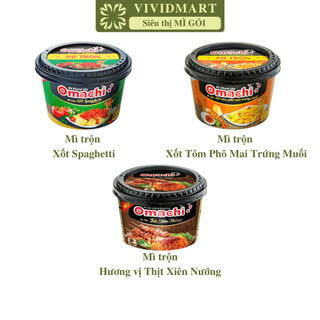 [TÔ LẺ] - MASAN - Omachi tô trộn 3 vị: Xốt tôm phô mai trứng muối, Xốt Spaghetti, Thịt xiên nướng (95-105g/tô)