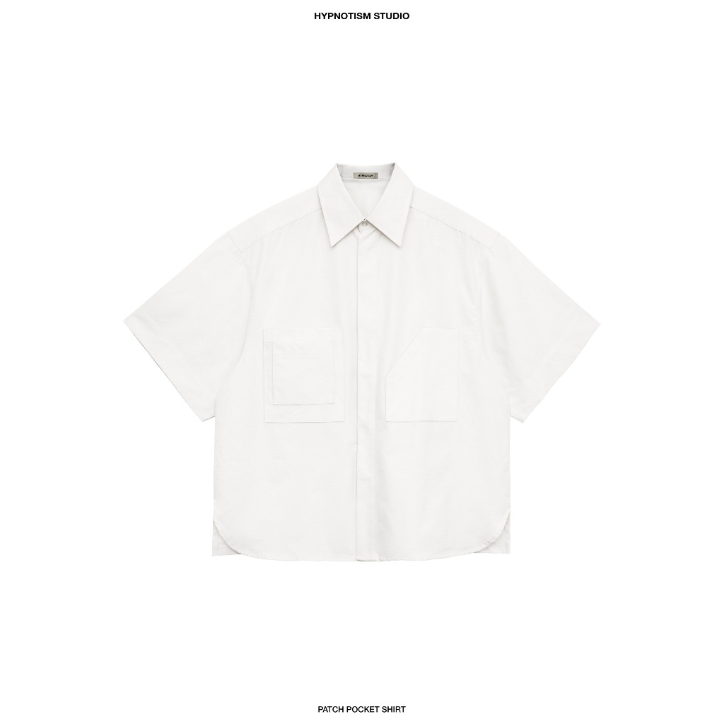 HYPNOTISM |'PATCH POCKETS SHIRT' Áo sơ mi tay ngắn 3 túi vuông form oversize chất poplin cotton dày dặn