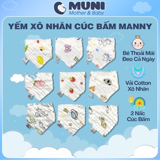 Khăn Yếm Xô Tam Giác, Yếm Cúc Bấm Vải Xô Nhăn 100% Cotton Manny Cho Bé
