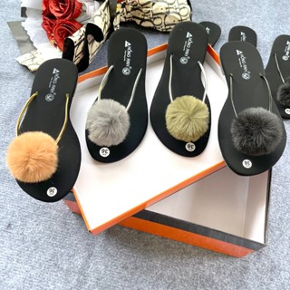  Dép kẹp nữ DIRANO ,dép xỏ ngón đính lông dây mảnh siêu đẹp đủ size hottrend 2024 