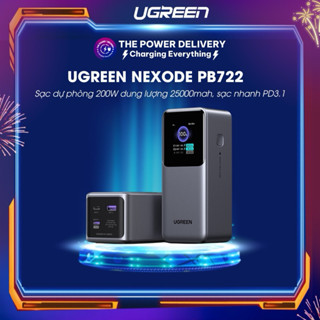 Pin sạc dự phòng UGREEN Nexode PB722 200W dung lượng 25000mah, 2C1A hổ trợ sạc nhanh UFC/ PD/ PPS/ QC/ SCP màn hình LED
