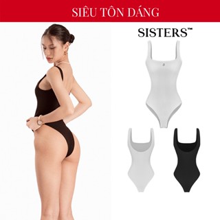 Bodysuit nữ hở lưng SISTERS dây mảnh cổ vuông màu đen, trắng ôm sát tôn dáng Soft SIS-CLUB I SS4-J1