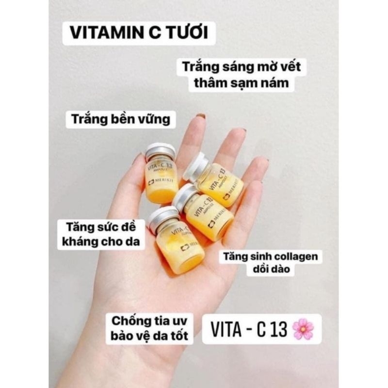 Vita C13 Vitamin C tươi Tinh Chất Dưỡng Trắng Da Merikit Vita C13 hộp 10 lọ
