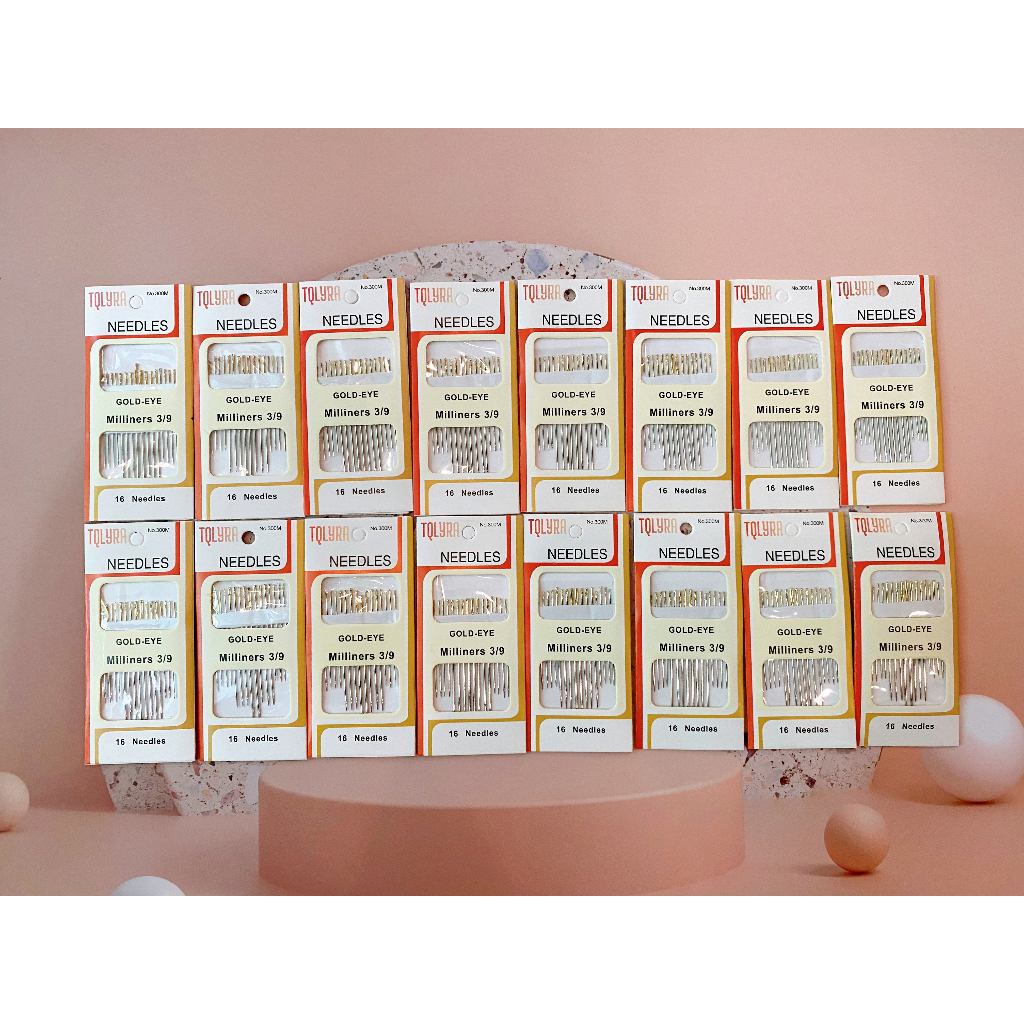 Set kim thêu quốc dân - Vỉ 16 chiếc kim thêu đuôi vàng đủ size - dùng thêu tay, khâu vá