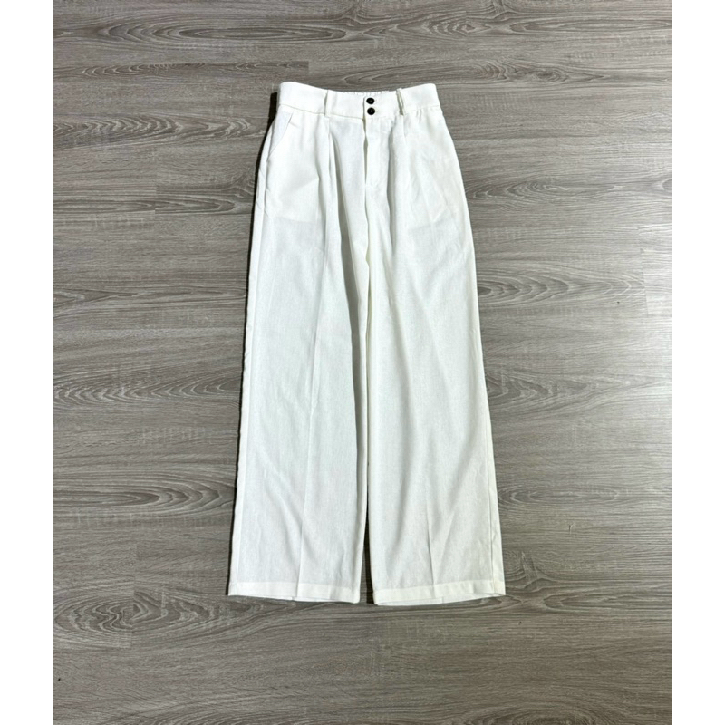 Quần linen lưng thun trắng