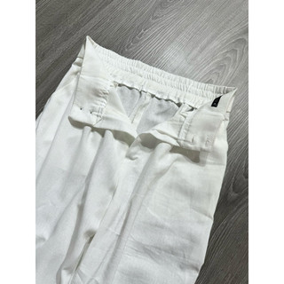 Quần linen lưng thun trắng