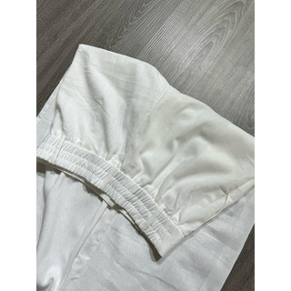 Quần linen lưng thun trắng