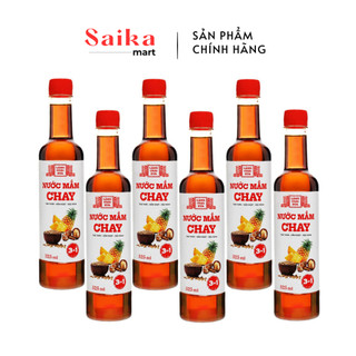 Thùng 6 chai nước mắm CHAY 3 trong 1 Làng Chài Xưa 525ml trái thơm nấm ngọt đậu nành