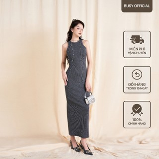 Váy đầm ba lỗ maxi dáng dài nữ busy len tăm rayon ôm sát vbl6