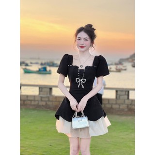 Đầm dự tiệc sang trọng-Váy siêu xinh phom tôn dáng với thiết kế đính ngọc nơ ngực sang chảnh
